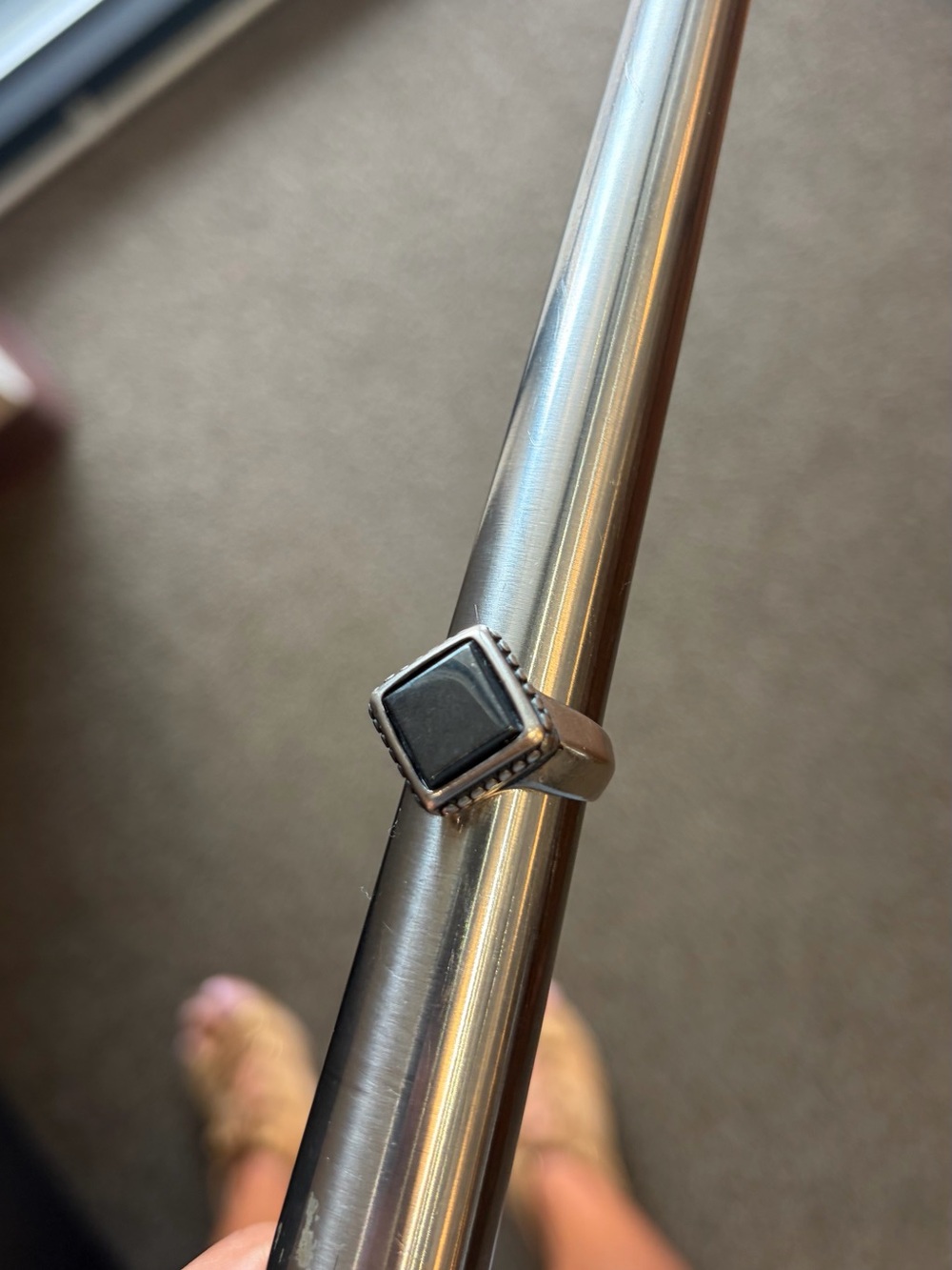 Square Hematite Stone 925 Sterling Silver Signet Ring size 7